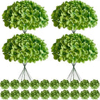 100 Pcs Faux Deep Green Hydrangea Artificial Flowers Bulk, Fake Silk Hydrangea Flowers Heads with Stems for Wedding Decorations Garden Party Baby Shower Porch Home Decor Table Centerpieces by Cherica