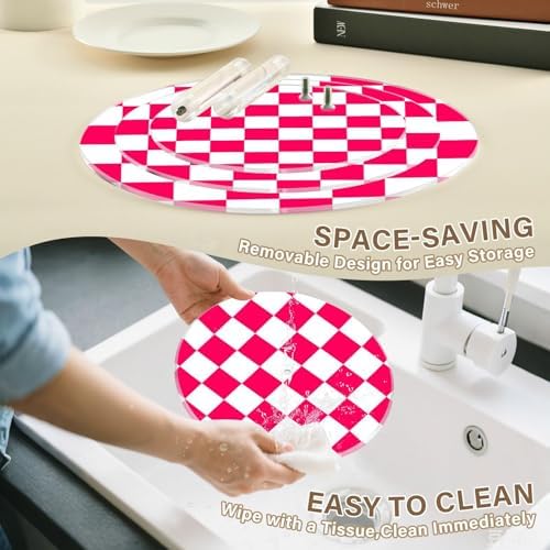 J JOYSAY Checkerboard Pink Red Pattern Acrylic Cupcake Stand 3 Tier Dessert Table Display Set Clear Cake Stands for Wedding Baby Shower Party Decorations Easy Assembly Macaron Tower - Image 4