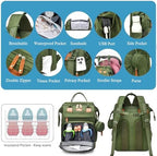 Jeryswet Baby Diaper Bags with Changing Station, Waterproof Large Capacity Diaper Bag Backpack for Moms Dads with USB Charging Port and Stroller Straps, Baby Shower Gifts, Green - Image 5