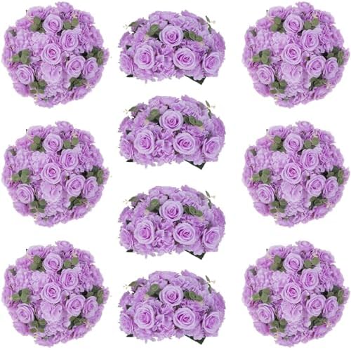 Lilac Flowers Balls for Centerpieces: 11.8in Diam, Set of 10 by CreatedforWeddingsandHome