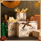 Weekgrat 50 Pcs My First Rodeo Birthday Party Favors Bags with Handles for Guest Western Cowboy 1st Birthday Gift Bag with Tissue Paper Ribbons Cowboy Candy Bag My First Rodeo Party Supply(Brown) - Image 4