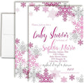 Snowflake Winter Theme for Girls Baby Shower 20 Custom Invitations 5"x7" Personalized Fill-In Cards with Envelopes, Baby Shower Stationery Set, Made in USA by Amanda Creation by AmandaCreation