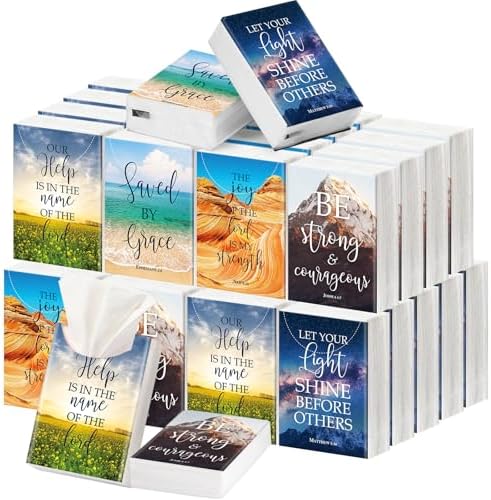 Outus 50 Pack Christian Pocket Tissues with Inspirational Words Individual by Outus