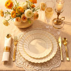 175PCS Ivory Scalloped Plastic Plates Heavy-Duty for Party & Wedding - Image 4