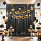 20x10FT Black Sequin Backdrop Curtain for Party - 4 Panels 5x10FT Wrinkle-Free Shimmer Drapes for Birthday, Wedding, Christmas, Decorations & Photography - Image 3