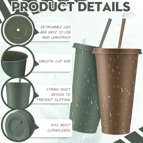 Skylety 36 Pcs Woodland Plastic Cups with Lids and Straws 24 oz - Image 2
