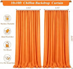 Shillance 10x10ft Orange Chiffon Backdrop Curtain with Lights String for Wedding Sheer Tulle Curtain Photo Backdrops Drapes for Baby Shower Birthday Party Ceremony Decorations - Image 5