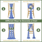 QueenDream Dusty Blue Chair Sashes Decorations: 16 Packs Wedding Aisle Draping Fabric Wedding AisleSheer Church Chair Cover Bulk for Baby Shower Party Banquet - Image 4