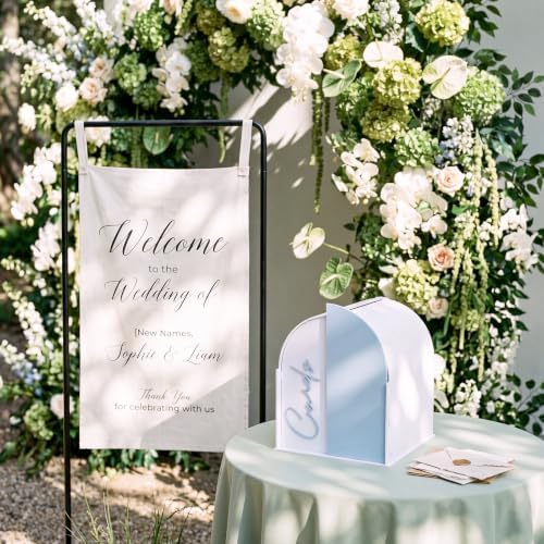 Wenqik Arched Acrylic Wedding Card Box with Blue Writable Standee - Image 6