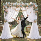 30ft×10ft Wrinkle Free White Backdrop Curtain Drapes, 6 Panels 5ftx10ft Sheer Tulle Chiffon Backdrop Panels Curtains for Wedding Baby Shower Birthday Party Stage Photo Home Decorations - Image 2