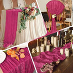 28 Pack Hot Pink Cheesecloth Table Runner 17x108 Inch Semi Sheer Boho Gauze Cheese Cloth Fabric Table Runners, for Wedding Party Baby Shower Birthday Home Decor Garden Farmhouse - Image 6