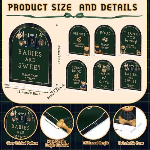 Vercraft 6 Pcs Luxury Equestrian Bear Baby Shower Table Decor - Image 2