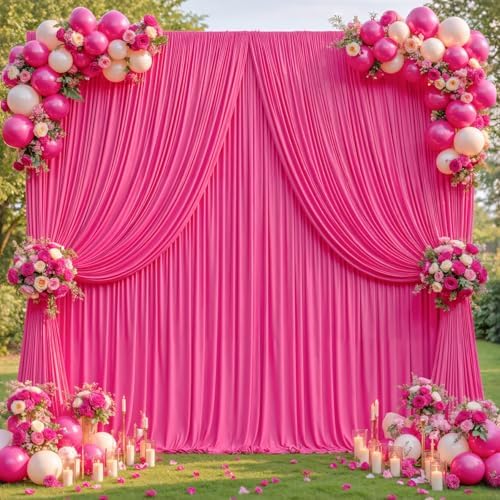 20x10ft Hot Pink Backdrop Curtains for Wedding Parties Wrinkle Free Fuchsia Curtains Photo Backdrop Drapes for Photography Birthday Baby Shower Soft Fabric Party Backgournd for Photoshoot by Partisky