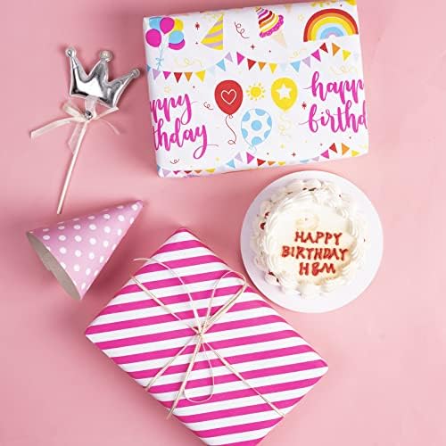 WRAPAHOLIC 30 Inch Jumbo Reversible Birthday Wrapping Paper - 30 Inch X 100 Feet Jumbo Roll - Birthday Party Design, Perfect for Celebration, Baby Shower and More Occasions - Image 4