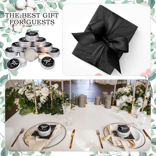 MTLEE 50 Pcs Black Floral Thank You Candles Baby Shower Wedding Favors - Image 4