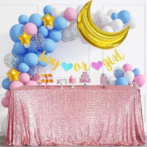 SquarePie Sequin Tablecloth 90 x 156 Inch Fuchsia Pink Sparkly Table Linen for Wedding Party by SquarePie
