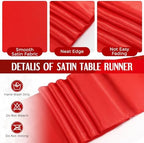Tudomro 16 Pcs White and Red Round Tablecloth and Satin Runner Set - Image 4