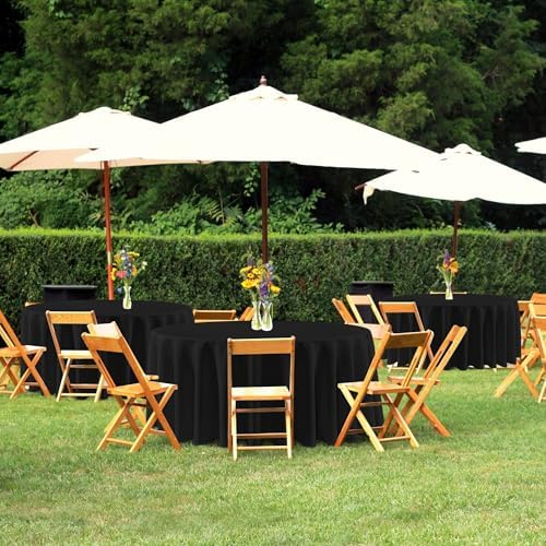 sancua Black Round Tablecloth 90 Inch Fit 30-72 Inch Tables, 8 Pack - Image 3
