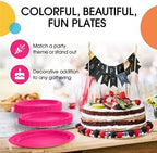 Party Solids Exquisite Hot Pink Mixed Paper Plates - 7" & 9", 200 Pack (100 each), 350 GSM - Image 5