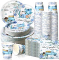 Hsei 250 Pcs Blue Pumpkin Plates Napkins Disposable Baby Shower Party Set by Hsei