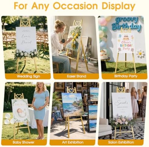 47''Gold Easel Stand for Wedding Sign, Heavy Duty Display for Art & Posters - Image 6