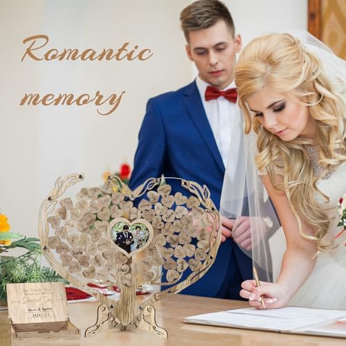 Rustic Wedding Guest Book, Heart Guest Book Alternative with Wooden Drop Box, Heart Wedding Decor for Party, Personalized Engagement Guestbook Reception - Image 4