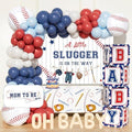 Baseball Baby Shower Decorations – 102 PCs A Little Slugger Is On The Way Backdrop, Balloon Garland Cake Topper Boxes Tablecloth Baseball Sash for Boy Baby Shower Party by Fiesec