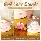 Wenqik 18 Inch Gold Cake Stand Metal Round with Cutter Spatula, Classic - Image 4