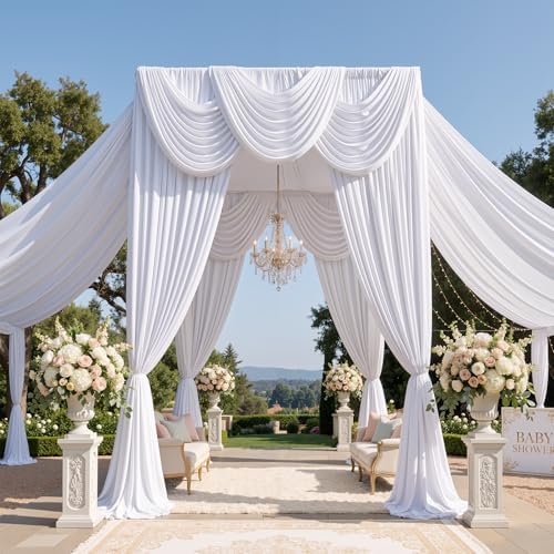 20ftx15ft White Backdrop Curtains for Wedding Party 4 Panels 5×15FT Tall - Image 6