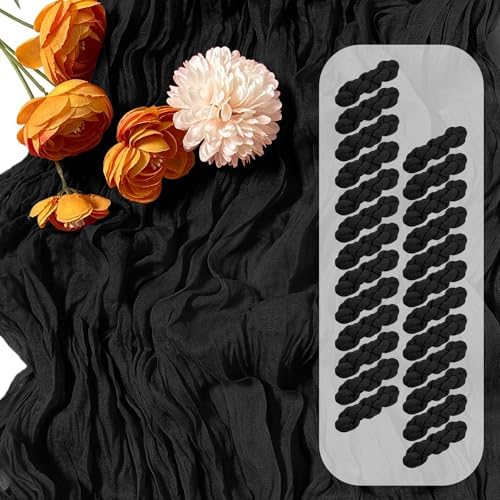 25 Pack Black Cheesecloth Table Runner 17 x 108 Inch Gauze TableRunner Fabric Semi Sheer Cheese Cloth Table Runner Bulk for Rustic Romantic Wedding Baby Shower Table Decoration by Unknown