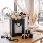 80 Pcs 9.8 x 5.1 x 7.1 in Black Kraft Paper Gift Bags with Window & Handles - Image 7