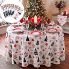 Ganeen 12 Pcs Christmas Tree Tablecloth Cartoon Colorful Red White Round - Image 5