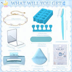 Aliceset 92 Pcs Baby Shower Prizes for Game Party Winners Baby Shower Favors Gifts Includes Hair & Beauty Accessories Jewelry Box with Gift Bag for Gender Revealed Wedding Bridal Party Favors(Blue) - Image 3