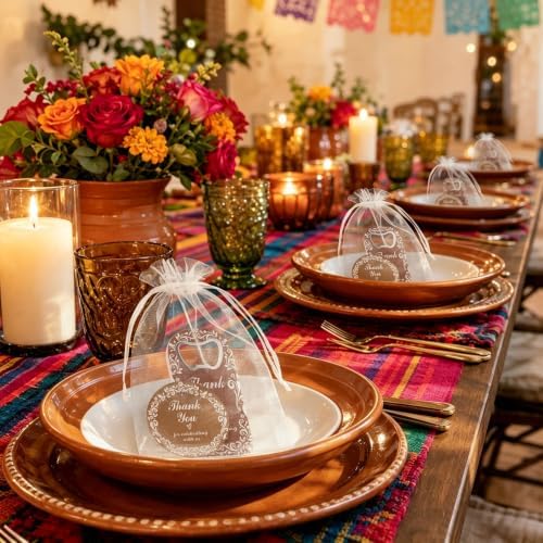 50 Set Wedding Favors for Guests Cielito Lindo Party Favors Brown Fridge Magnet Bottle Opener Thanks Cards with Organza Bags Wedding Thank You Gifts Bulk for Bridal Baby Shower Decorations - Image 4