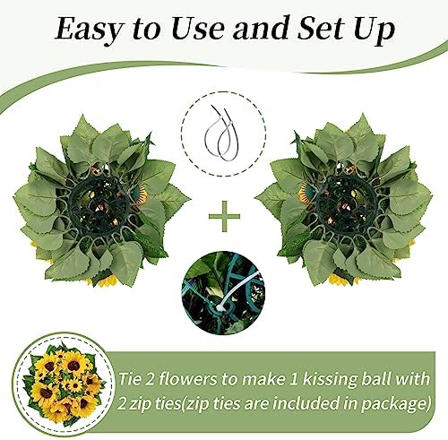 BLOSMON Sunflowers Artificial Flowers Ball - 10 Pcs Fake Yellow Sunflower Flowers CenterPieces Decoration for Wedding Table - Silk Kissing Floral Arrangements for Home Party Event DIY Decor - Image 5