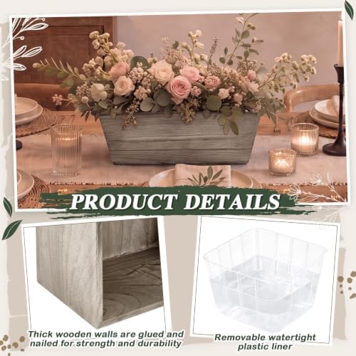 Dandat 8 Set 6 Inch Wooden Flower Box Rustic Table Centerpieces,Brown - Image 3