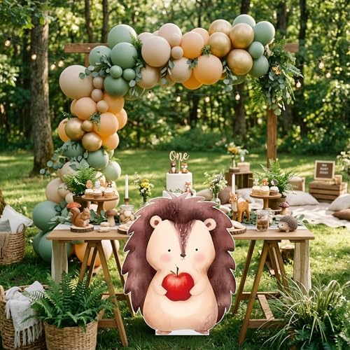 3.93ft Woodland Animal Hedgehog Cardboard Cutout Large 47.2x38.1 Inch Forest Theme Party Decorations Standup Corrugated Plastic Photo Booth Backdrop Prop for Baby Shower Birthday Nursery Decor - Image 4