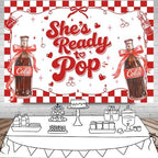 MEHOFOND 10x7ft She's Ready to Pop Baby Shower Banner Backdrop Red Coquette Shes Ready to Pop Baby Shower Decorations Gender Reveal Cake Smash Photo Booth Props - Image 4
