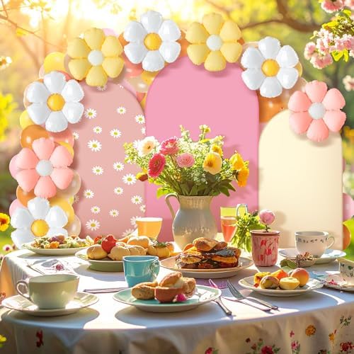 Foilswirl 34 Pcs Daisy Party Decor, 4ft 5ft 6ft Daisy Arch Backdrop Covers - Image 2
