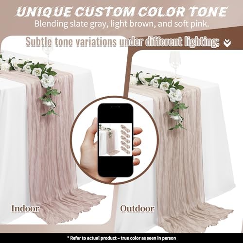 Teruntrue 20 Pack Taupe Cheesecloth Table Runner 17x108 Inch, Boho Gauze Sheer Fabric Cheese Cloth Table Runners for Wedding Party Bridal Shower Baby Shower Birthday Home Decor Garden Farmhouse - Image 7