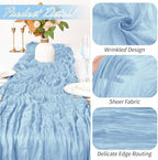 15 Pack Baby Blue Cheesecloth Table Runner 17 x 108 inch Cheese Cloth Table Runners 9ft Blue Table Runner Rustic Romantic Sheer Gauze Runner for Wedding Party Baby Shower Table Decoration - Image 3