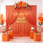 20ftx10ft Wrinkle Free Orange Backdrop Curtains for Parties, Silky Polyester Photo Backdrop Drapes 4 Panels 5x10ft Back Drop Cloth for Wedding Birthday Baby Shower Photography Background by ENJOYYOURPARTY