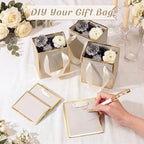 Yeaqee 50 Pcs Mini Paper Gift Bags with Handles Tag, Champagne, Gold - Image 4