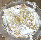 50sets Glitter Laser Cut Lace Flora Wedding Invitation Cards with Butterfly and Envelopes for Bridal Shower Engagement Quinceañera Wedding Invite (Whole Set, Glitter Gold) - Image 3