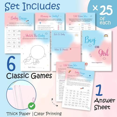 Woodamore Baby Gender Reveal Games For Guests - Fun Baby Bingo For Boy Or Girl Shower Games, Gender Reveal Decorations, Mommy Or Daddy, Old Wives Tales Gender Reveal Party Game (Pack of 2) - Image 2