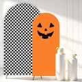 Set of 2 Halloween Black Orange Arch Backdrop Cover (7.2ft, 6ft) by Cheerupp