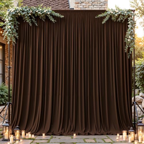 40ftx10ft Wrinkle Free Brown Backdrop Curtain - 10 Feet Photography Backdrop Drapes, Silky Polyester Back Drop Cloth for Wedding Baby Shower Balloon Arch Background by Unknown