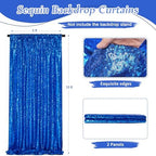 Navy Blue Sequin Backdrop 2 Pcs 5FTx10FT Glitter Backdrop Curtains Birthday Party Decoration Photography Backgrounds Fabric Backdrop - Image 2