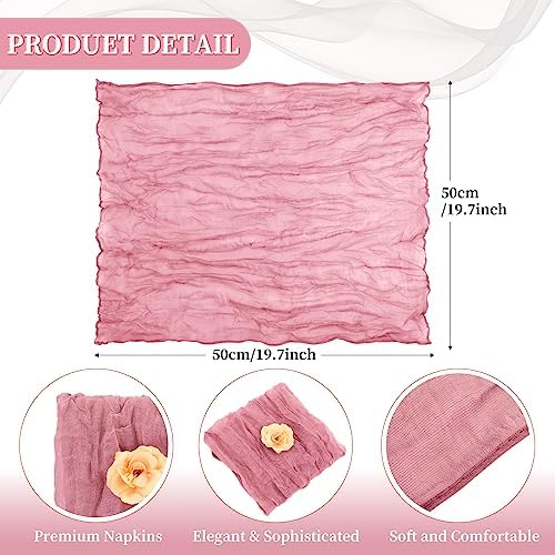 fani 100 Pack Gauze Cheesecloth Napkins, 20 x 20 in, Dusty Rose - Image 2