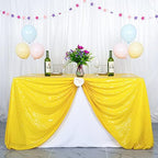 Partisout Rectangle Tablecloth 90x132 inch Sequin Table Cover Disposable Rustic Table Cloths Party Glitter Desk Cover for Party Birthday Halloween Christmas (Yellow) by Partisout